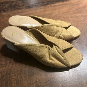 CAbi Marigold Suede Block Heel Mule Sandal